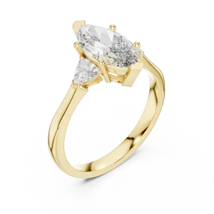 Ethereal Marquise and Trillion Silhouette Three Stone Ring