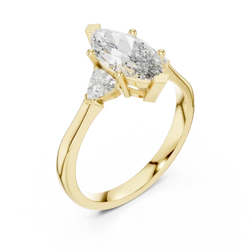 Ethereal Marquise and Trillion Silhouette Three Stone Ring