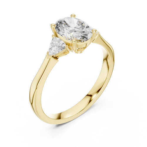 Ethereal Oval and Trillion Silhouette Three-Stone Ring