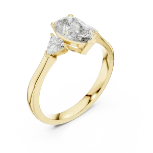 Luminary Pear and Trillion Three-Stone Solitaire Ring