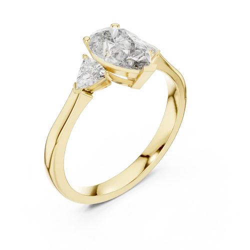 Luminary Pear and Trillion Three-Stone Solitaire Ring