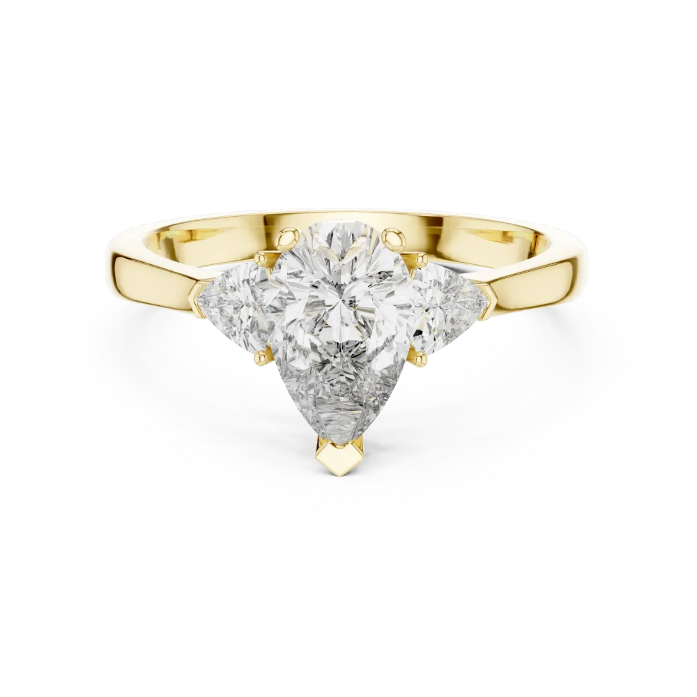 Luminary Pear and Trillion Three-Stone Solitaire Ring - Image 2