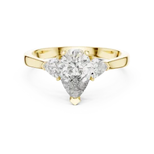Luminary Pear and Trillion Three-Stone Solitaire Ring - Image 2