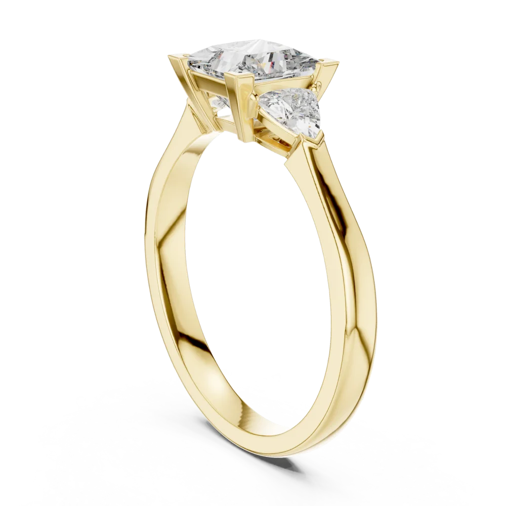 Symmetry Princess and Trillion Three Stone Solitaire Ring - Image 3