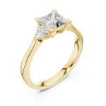 Symmetry Princess and Trillion Three Stone Solitaire Ring