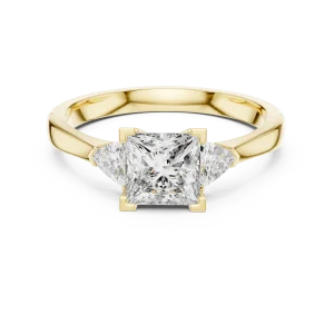 Symmetry Princess and Trillion Three Stone Solitaire Ring - Image 2