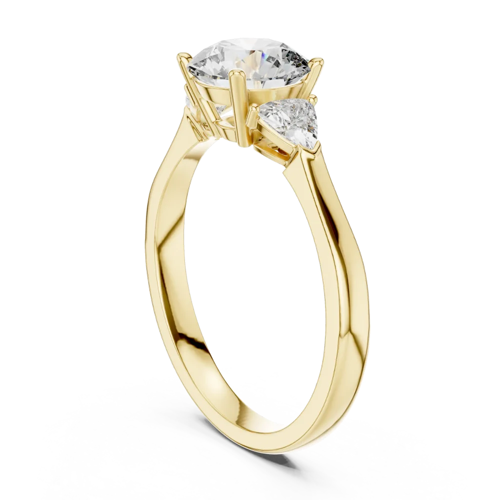 Ethereal Round and Trillion Cut Three Stone Solitaire Ring - Image 3
