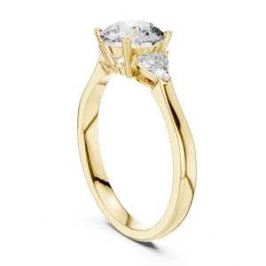 Ethereal Round and Trillion Cut Three Stone Solitaire Ring - Image 3