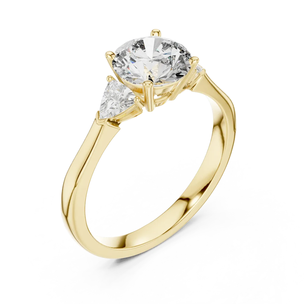 Discover the radiant beauty of this three-stone engagement ring. Featuring a brilliant-cut center and trillion accents, it is luxury redefined. Shop now.