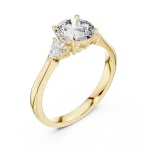 Ethereal Round and Trillion Cut Three Stone Solitaire Ring