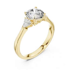 Ethereal Round and Trillion Cut Three Stone Solitaire Ring
