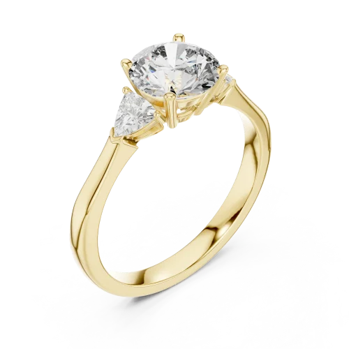 Ethereal Round and Trillion Cut Three Stone Solitaire Ring