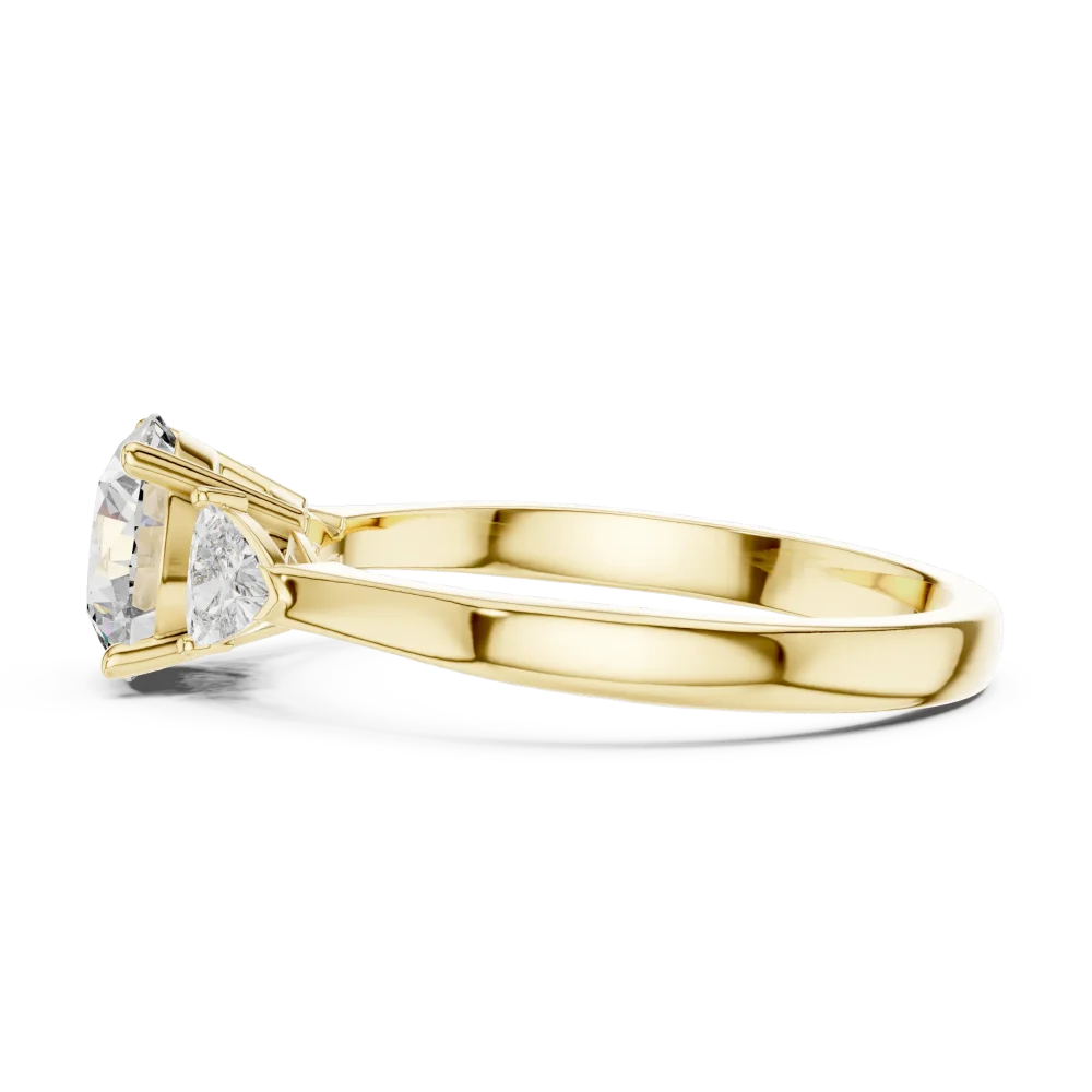 Ethereal Round and Trillion Cut Three Stone Solitaire Ring - Image 4