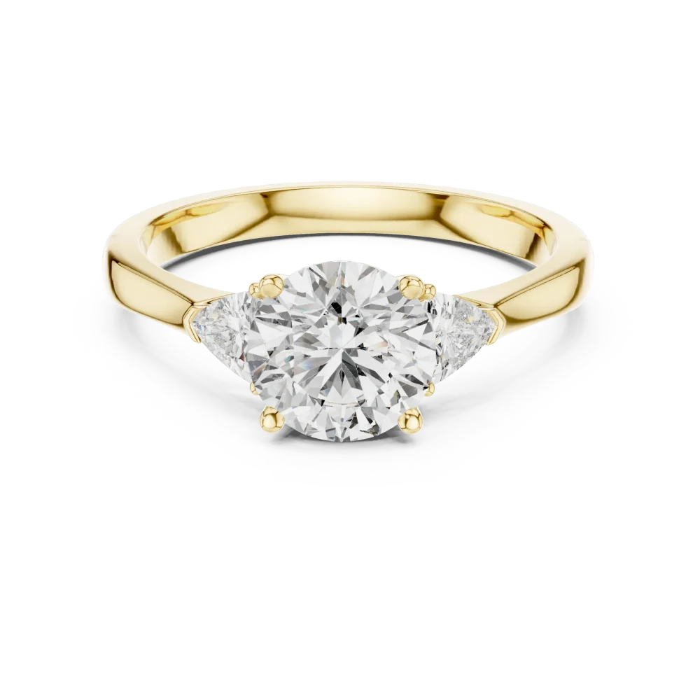 Ethereal Round and Trillion Cut Three Stone Solitaire Ring - Image 2