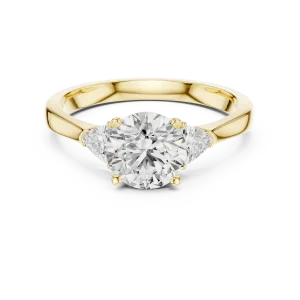 Ethereal Round and Trillion Cut Three Stone Solitaire Ring - Image 2