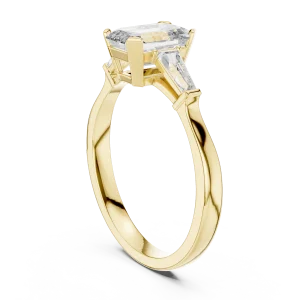 Symmetry Emerald and Baguette Architectural Three Stone Ring - Image 3