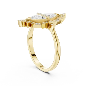 Geometric Trillion Dual-Stone Architectural Cocktail Ring - Image 3