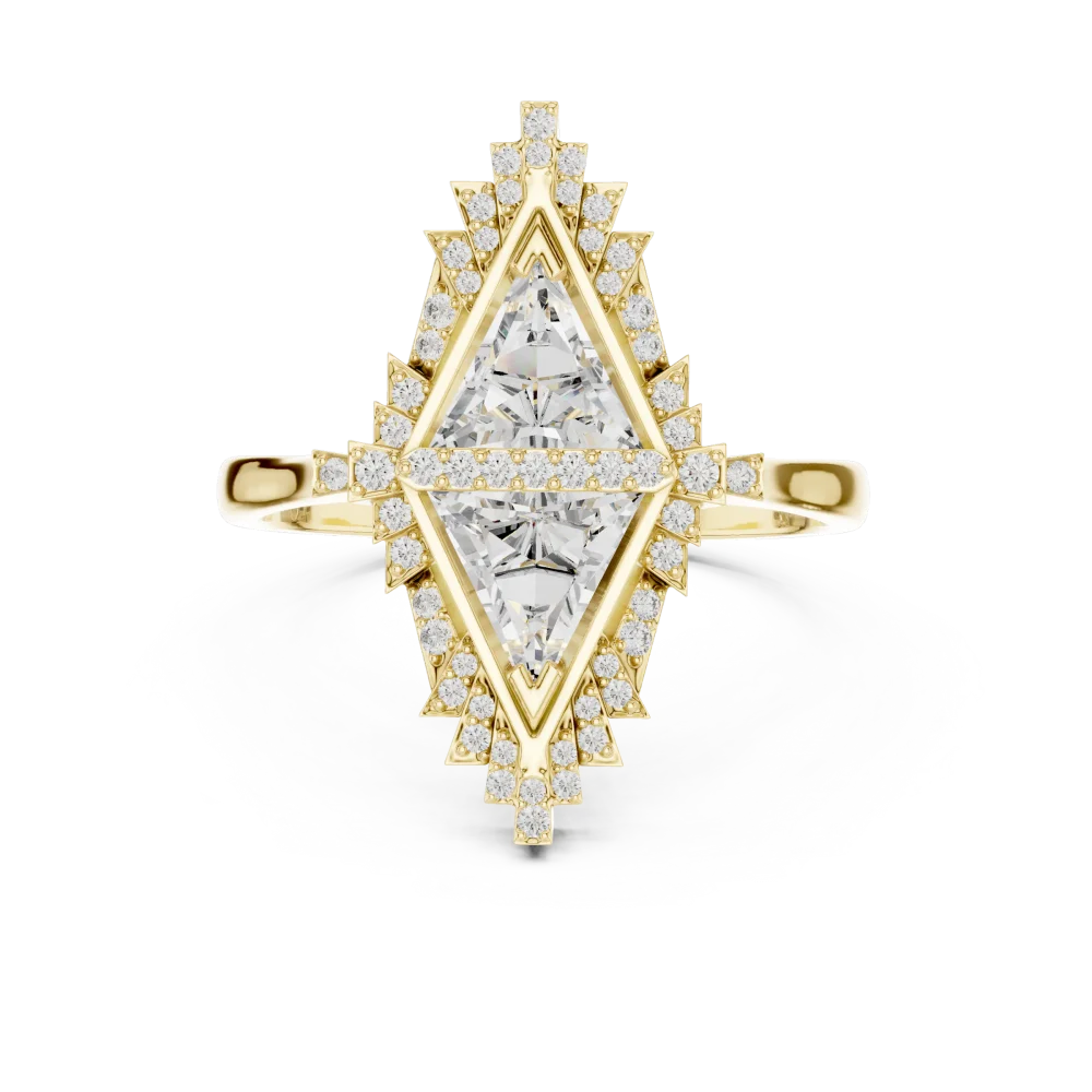 Geometric Trillion Dual-Stone Architectural Cocktail Ring - Image 2