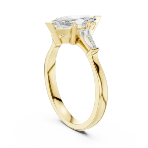 Symmetry Marquise and Baguette Architectural Three Stone Ring - Image 3