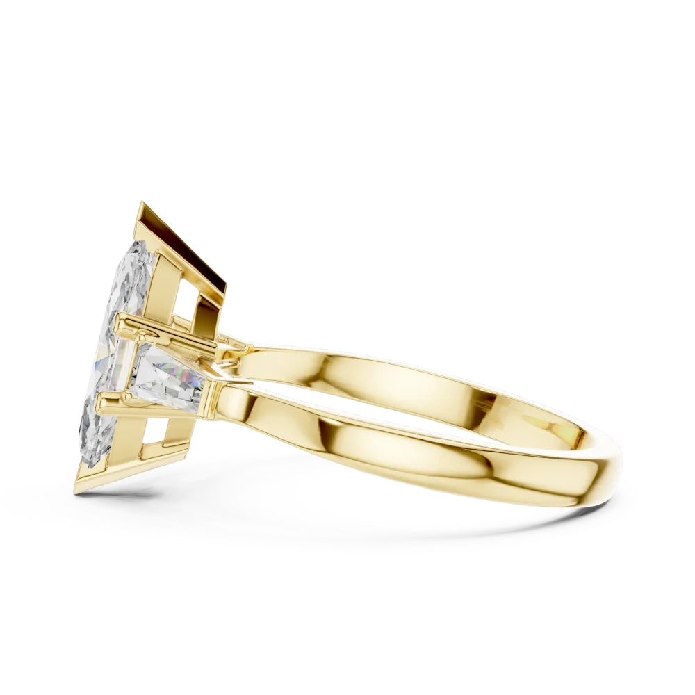 Symmetry Marquise and Baguette Architectural Three Stone Ring - Image 4