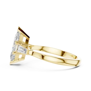 Symmetry Marquise and Baguette Architectural Three Stone Ring - Image 4