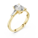 Symmetry Oval and Baguette Three Stone Solitaire Ring
