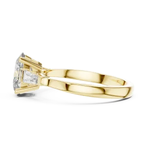 Symmetry Oval and Baguette Three Stone Solitaire Ring - Image 4