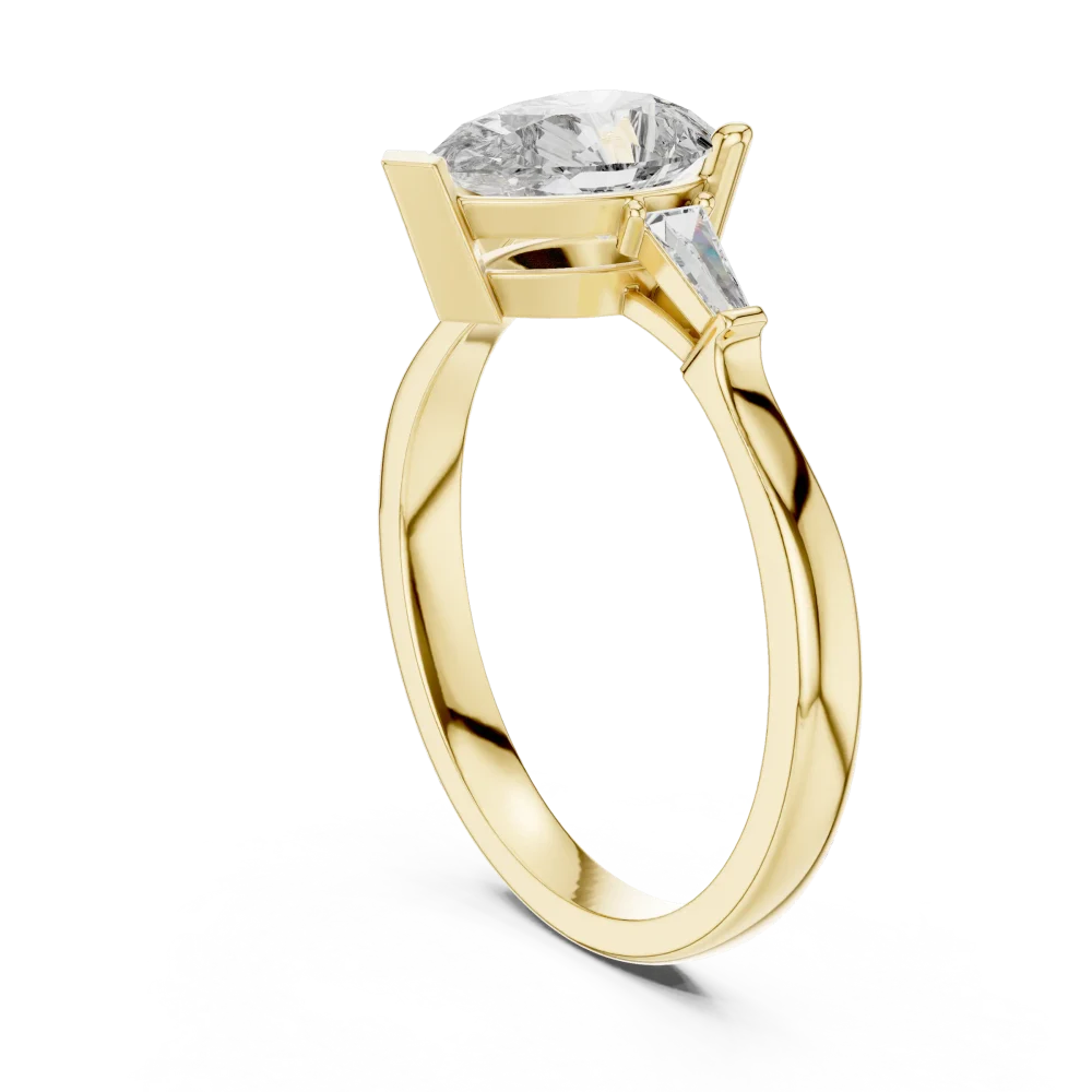 Luminary Pear and Baguette Three-Stone Solitaire Ring - Image 3