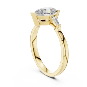 Luminary Pear and Baguette Three-Stone Solitaire Ring - Image 3