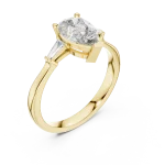 Luminary Pear and Baguette Three-Stone Solitaire Ring