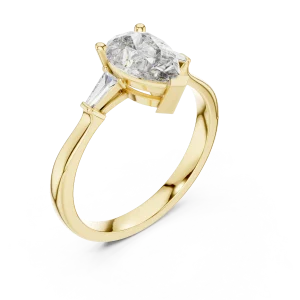 Luminary Pear and Baguette Three-Stone Solitaire Ring