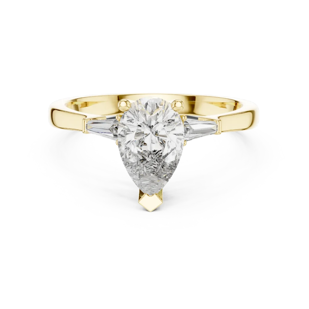 Luminary Pear and Baguette Three-Stone Solitaire Ring - Image 2