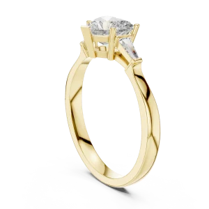 Symmetry Heart and Baguette Three Stone Solitaire Ring - Image 3