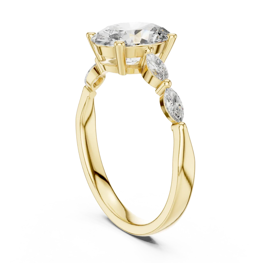 Ethereal Oval Cut and Marquise Accent Solitaire Ring - Image 3