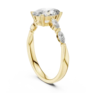 Ethereal Oval Cut and Marquise Accent Solitaire Ring - Image 3