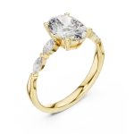 Ethereal Oval Cut and Marquise Accent Solitaire Ring