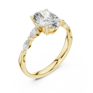 Ethereal Oval Cut and Marquise Accent Solitaire Ring