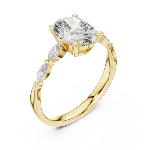 Ethereal Oval Cut and Marquise Accent Solitaire Ring