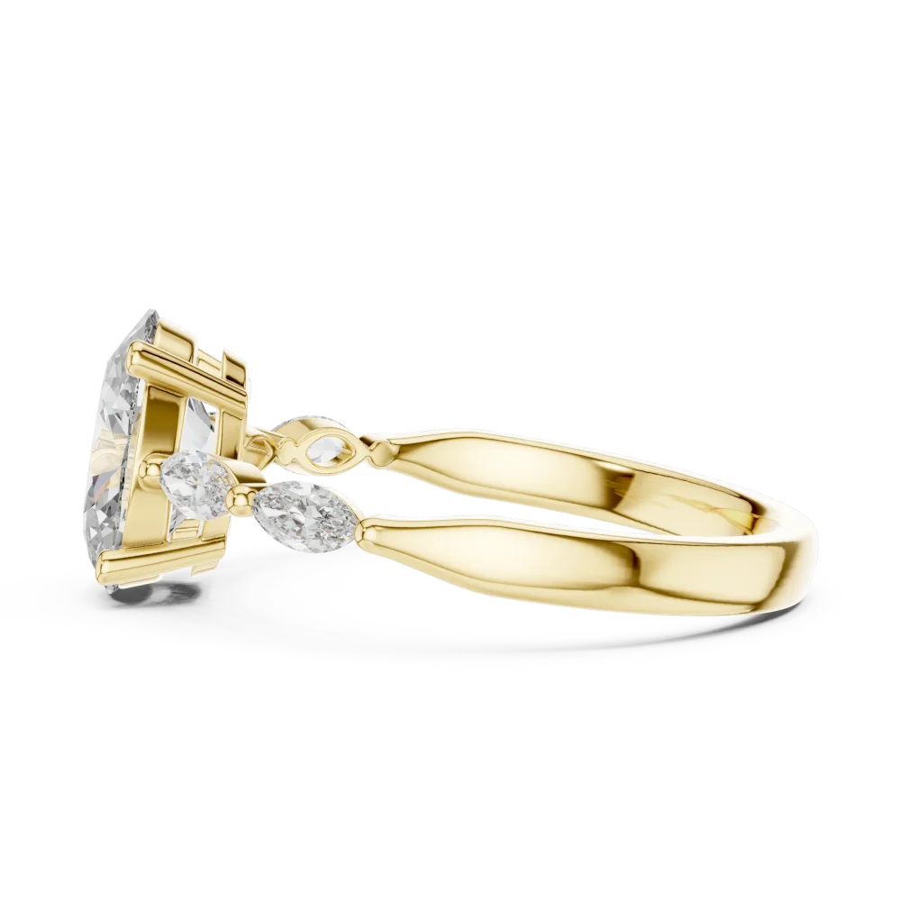 Ethereal Oval Cut and Marquise Accent Solitaire Ring - Image 4