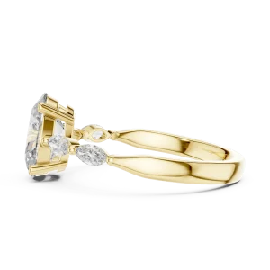 Ethereal Oval Cut and Marquise Accent Solitaire Ring - Image 4