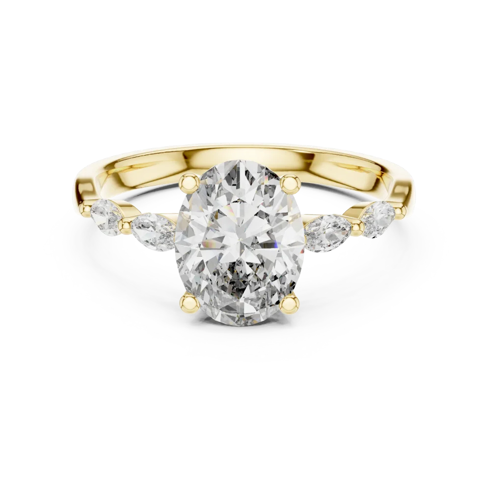 Ethereal Oval Cut and Marquise Accent Solitaire Ring - Image 2