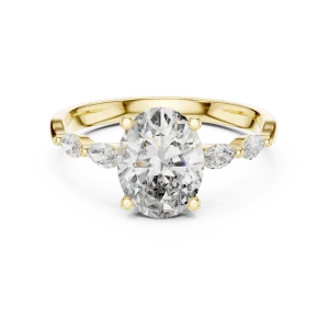 Ethereal Oval Cut and Marquise Accent Solitaire Ring - Image 2