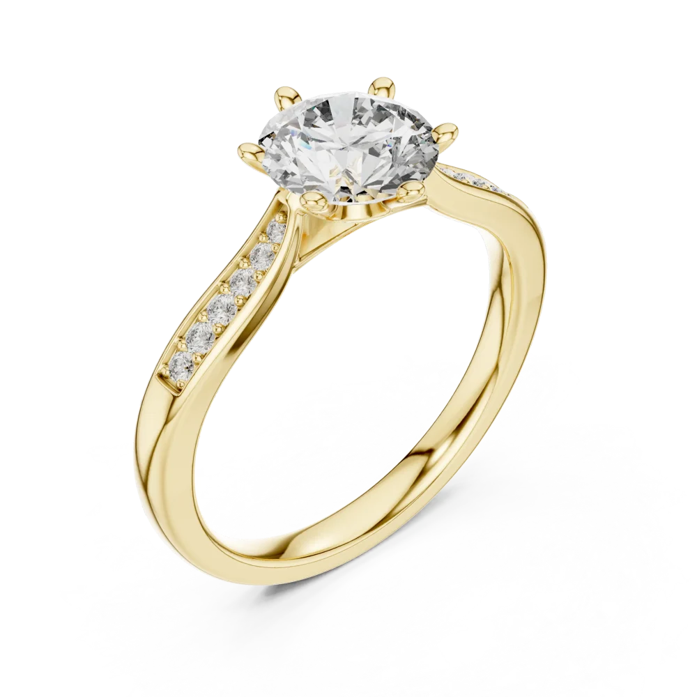Discover the radiant brilliance of our Round Pavé-Set Solitaire Ring. Expertly handcrafted with DIAMEUR lab-grown diamonds, elevate your style today.