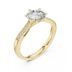 Luminary Round Brilliant Pavé-Set Solitaire Ring