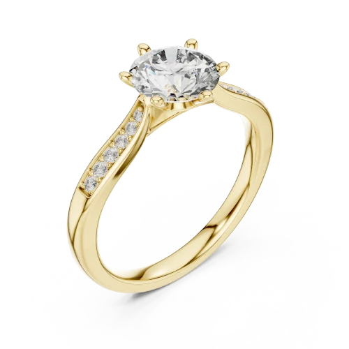 Luminary Round Brilliant Pavé-Set Solitaire Ring