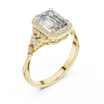 Luminary Emerald Cut Geometric Halo Solitaire Ring