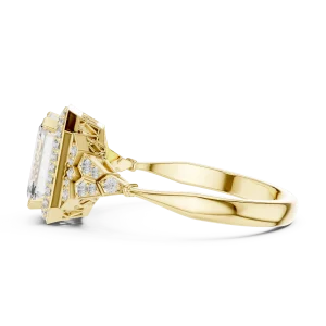 Luminary Emerald Cut Geometric Halo Solitaire Ring - Image 4