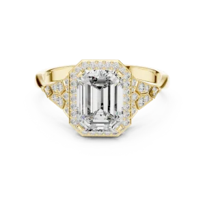 Luminary Emerald Cut Geometric Halo Solitaire Ring - Image 2
