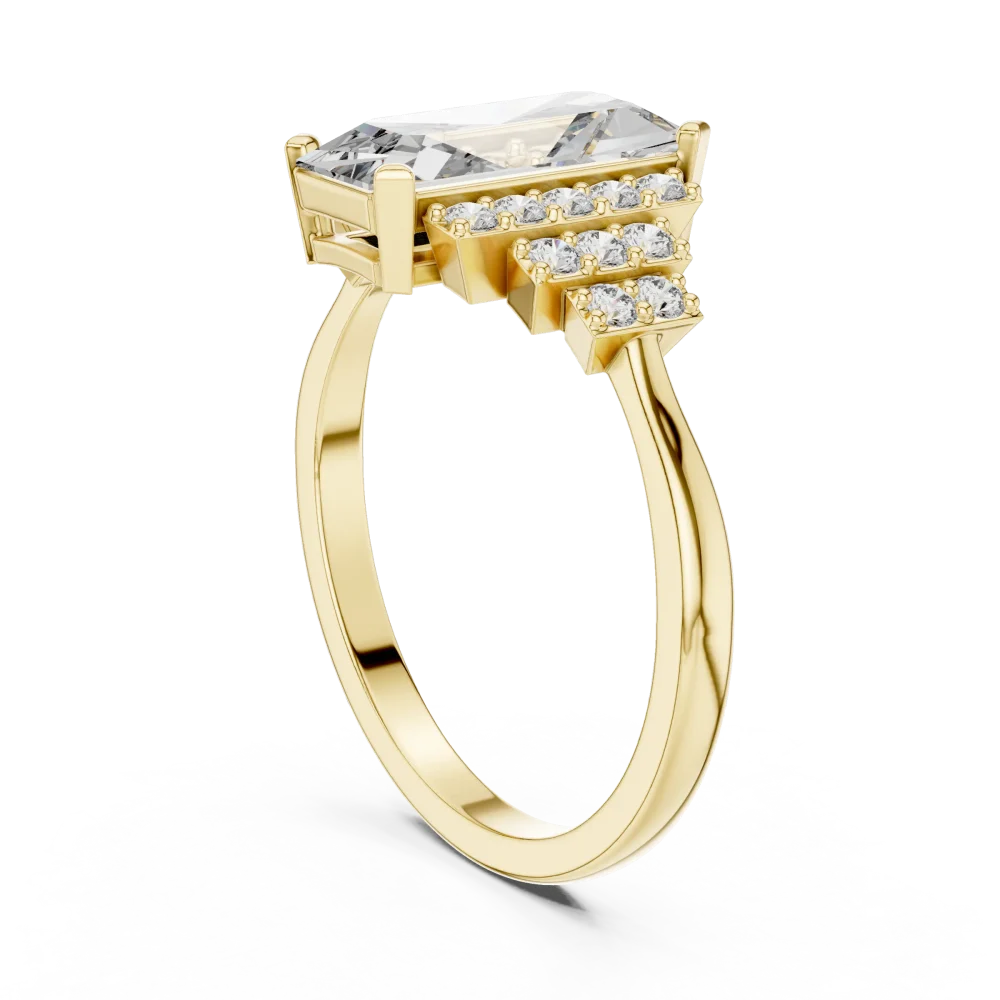 Luminary Emerald Cut Architectural Tiered Solitaire Ring - Image 3