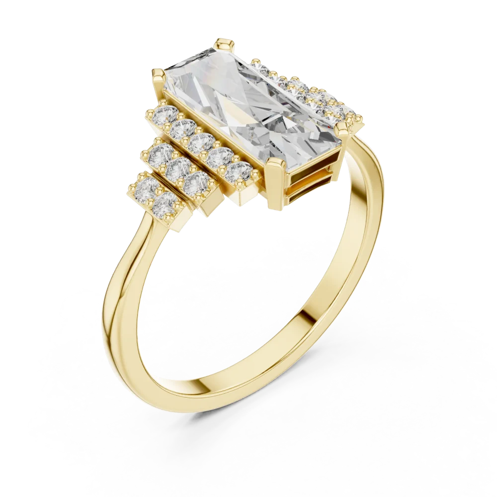 Discover the Luminary Emerald Cut Solitaire Ring, a breathtaking blend of architectural design and sparkling lab-grown DIAMEUR diamonds. Own luxury.